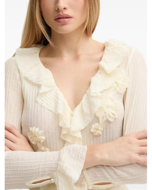 INTROPIA White Blouse Volantée À Fleurs