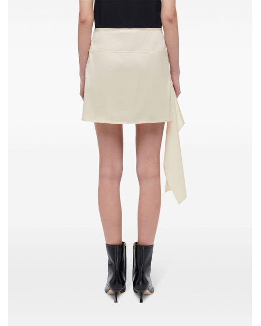 Ferragamo White Asymmetric Satin Miniskirt