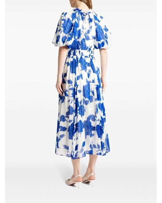 Aje. Blue Elysium Floral-print Midi Dress