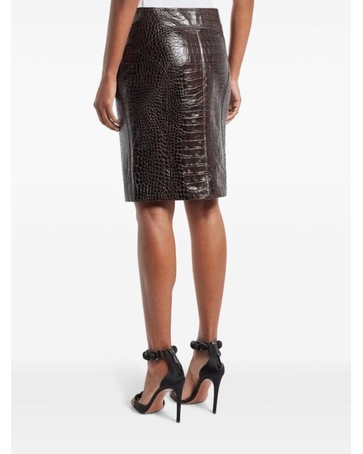 Tom Ford Black Crocodile-effect Leather Miniskirt