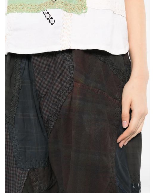 By Walid Black Patchwork Drawstring Shorts