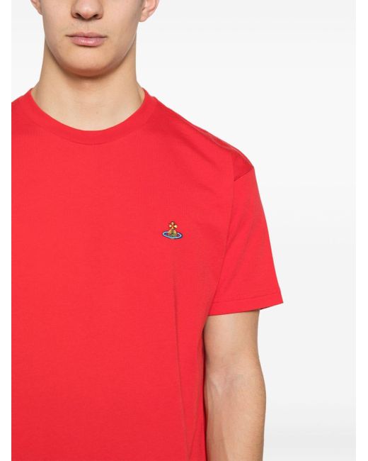 Camiseta con logo Orb bordado Vivienne Westwood de color Red