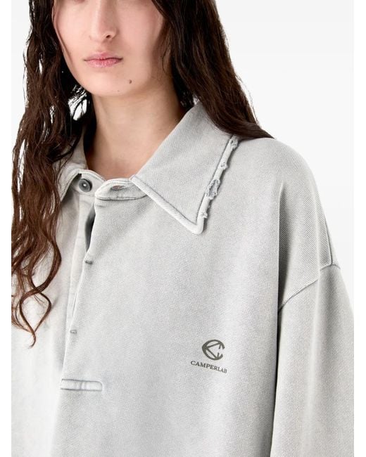 CAMPERLAB White Frayed Collar Sweatshirt