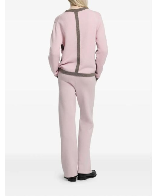 Barrie Pink Round-Neck Cashmere Knit