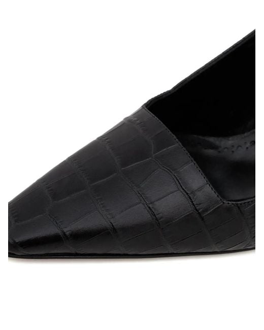 Manolo Blahnik Black Moirasli Embossed Pointed-Toe Pumps