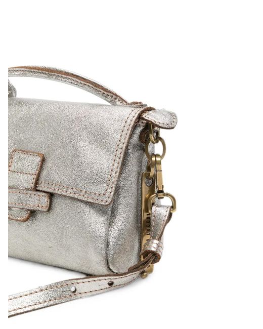 Caterina Lucchi White Small Maria Crackle-Effect Cross Body Bag