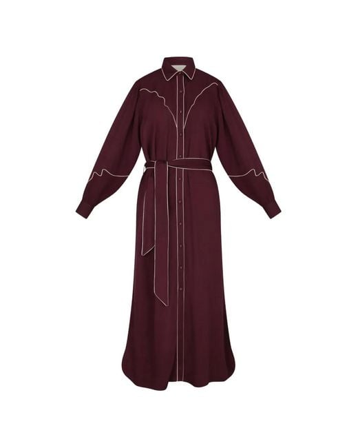 Carolina K Purple Rodeo Contrasting-Trim Maxi Dress