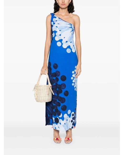 Themis Z Blue Abstract-Pattern Midi Dress