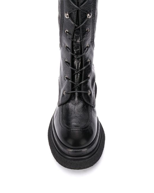 Botines con plataforma plana Premiata de Cuero de color Negro | Lyst