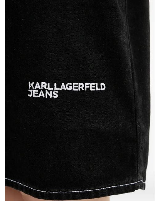 Karl Lagerfeld Black Contrast-Stitch Mini Shirt Dress