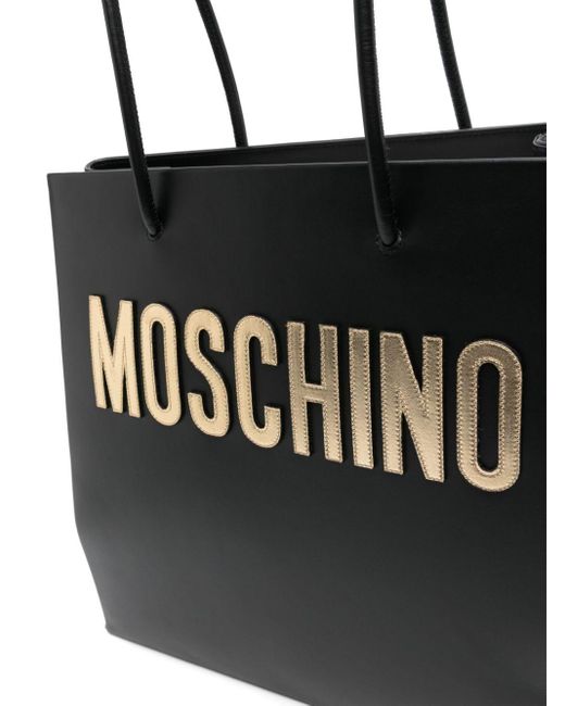 Bolso de hombro con parche del logo Moschino de color Black