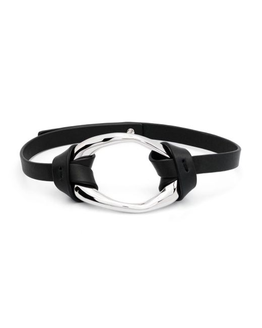 Jil Sander Black Leather Choker Necklace