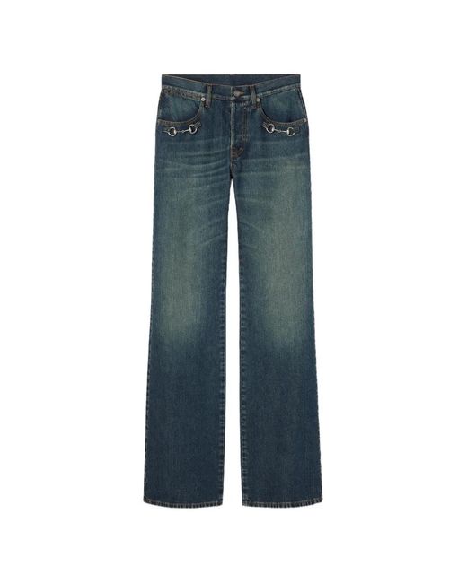 Gucci Blue Horsebit Faded Jeans