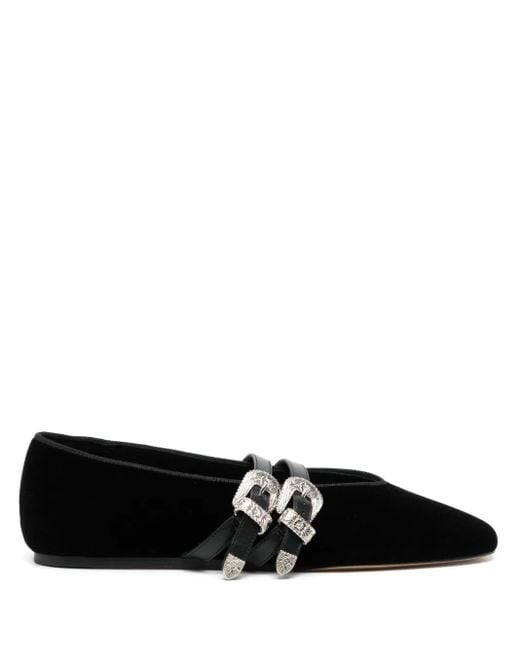 Le Monde Beryl Black Claudia Belted Velvet Slippers