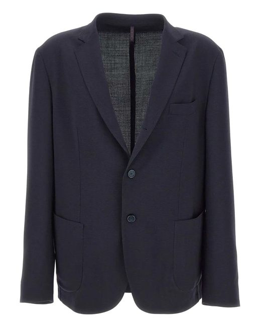 Santaniello Blue Patch-Pocket Button Blazer for men