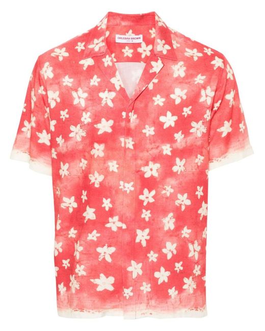 Orlebar Brown Red Maitan Floral-print Shirt for men