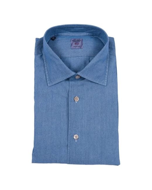 Mazzarelli Blue Buttoned Shirt for men
