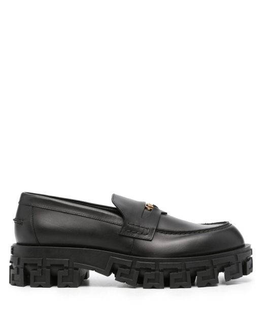 Versace Black Medusa-motif Leather Loafers for men