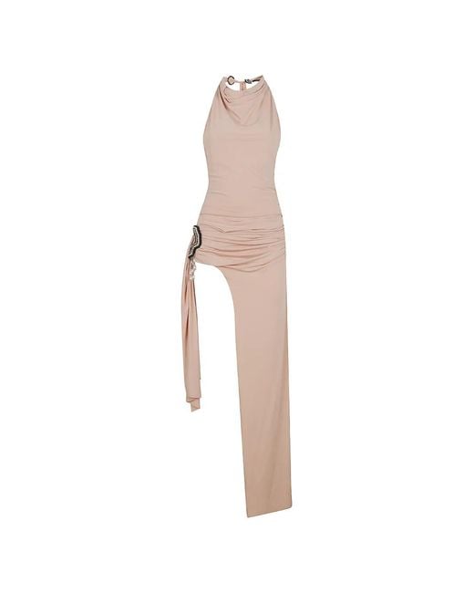 Amen White Bead-Embellished Ruched Dress