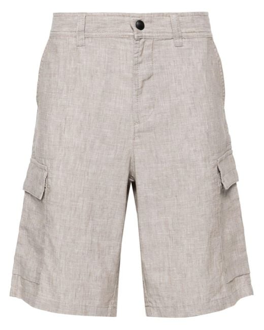 Boss Gray Straight-leg Linen Cargo Shorts for men