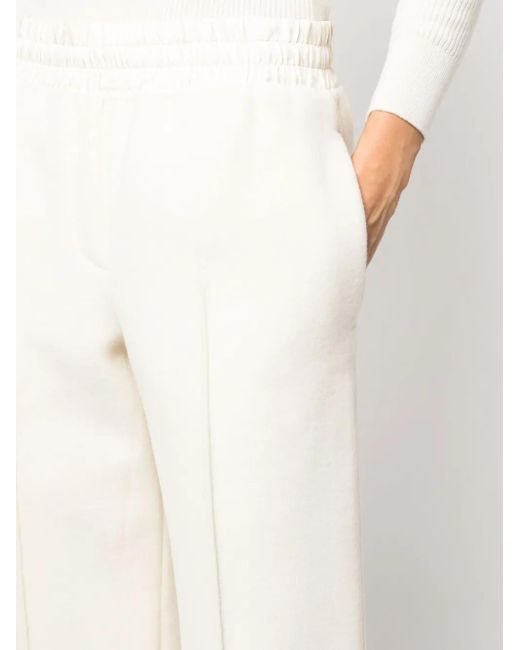Jil Sander White Virgin-Wool Elasticated-Waist Trousers