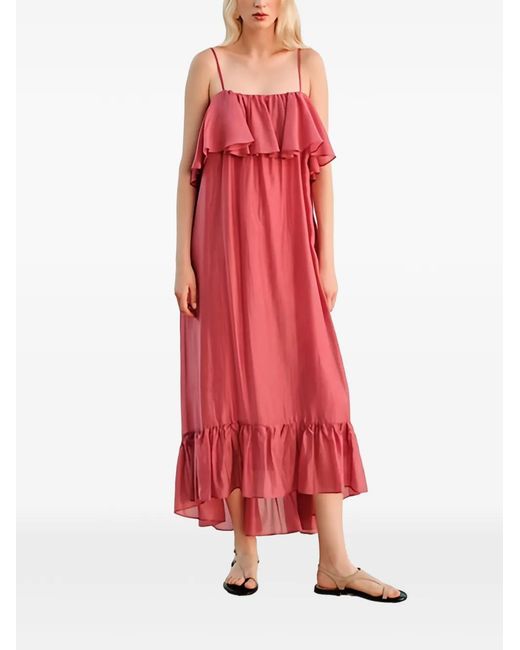 Devotion Red Aura Square-Neck Midi Dress