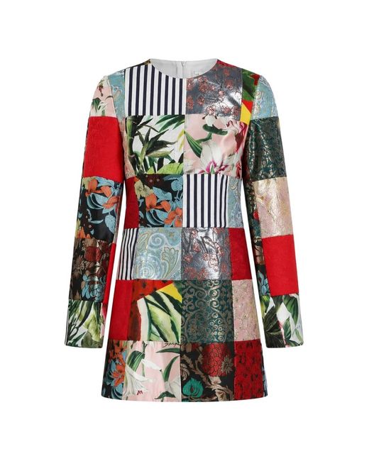 Dolce & Gabbana Mini-Jurk Met Patchwork in het Red