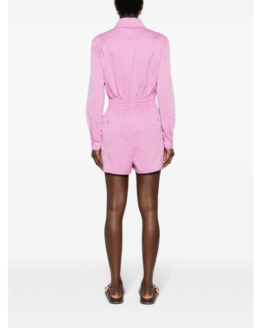 Max Mara Pink Elasticated-waist Cotton Playsuit