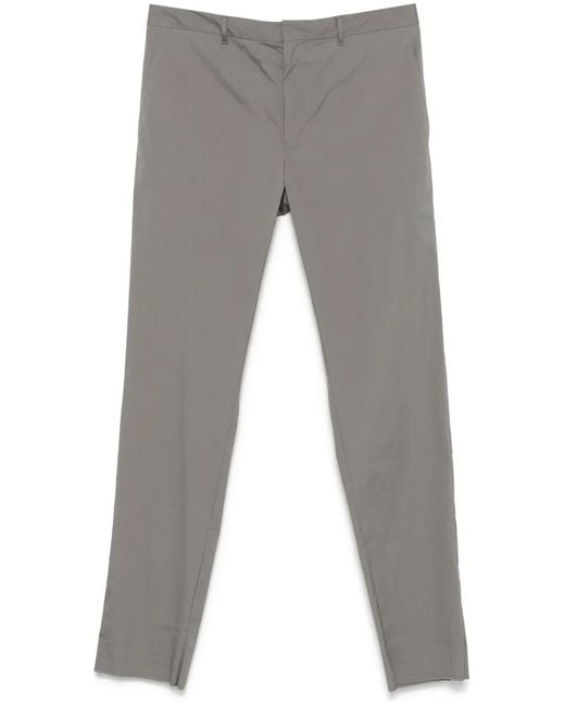 Prada Gray Triangle-Logo Trousers for men