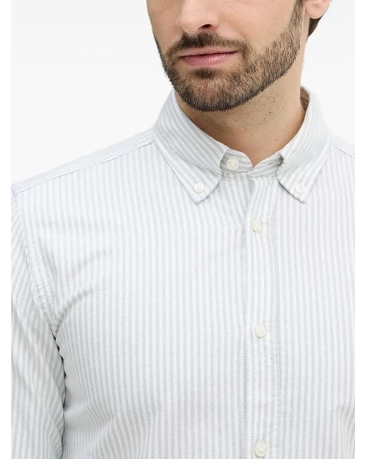 Boss White Striped Button Shirt for men