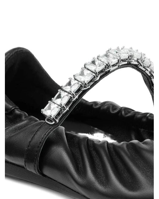 Jimmy Choo White Jade Soft Nappa-Leather Ballerina Flats With Crystal Strap