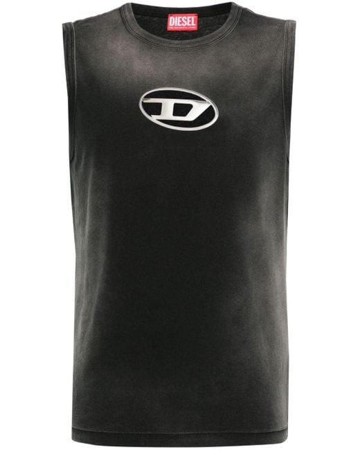 T-shirt en coton à plaque logo Oval D DIESEL pour homme en coloris Black