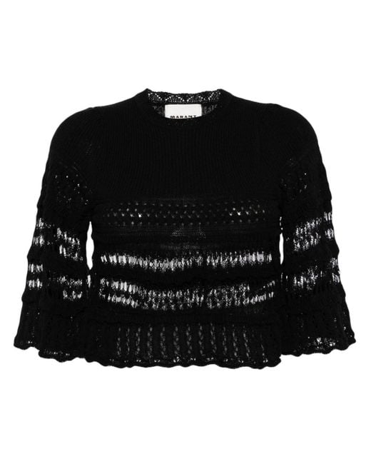 Isabel Marant Black Frizy Crochet-knit Top