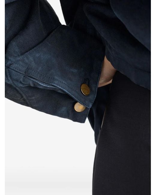 Veste En Coton À Col En Cuir Prada en coloris Blue