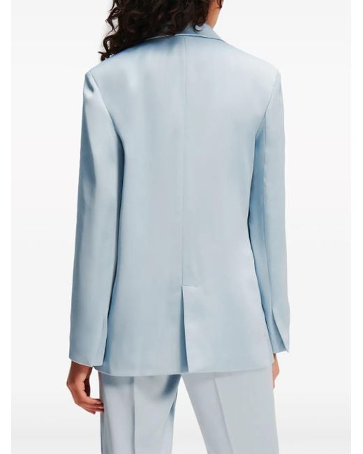 Karl Lagerfeld Blue Satin Tailored Blazer