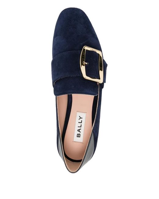 Bally Blue Buckle Strap Loafers