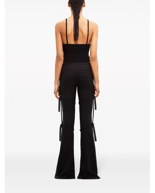 Courreges Black Buckle-Detail Long-Length Straight Trousers