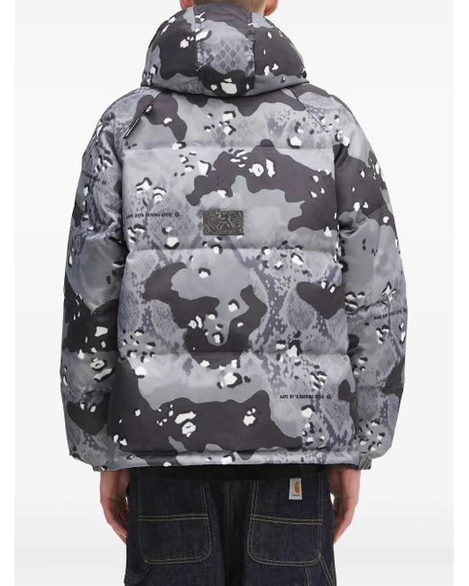 Aape By A Bathing Ape Gray Camouflage-Print Hooded Jacket for men