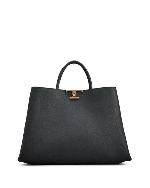 Tod's Black Medium T Timeless Leather Tote Bag