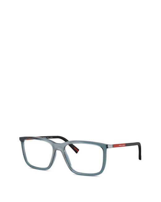 Prada Linea Rossa Blue Rectangle-Frame Glasses for men