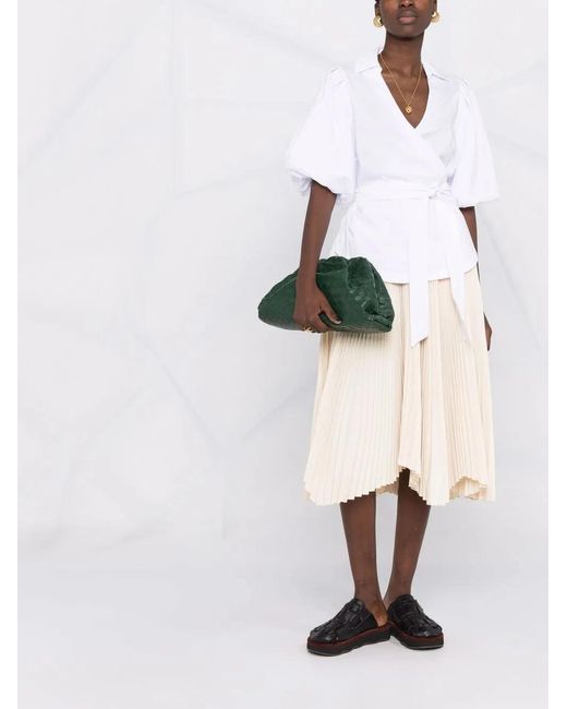 Jonathan Simkhai White V-Neck Wrap Blouse