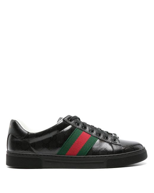 Gucci Ace GG Crystal-canvas Sneakers in het Black