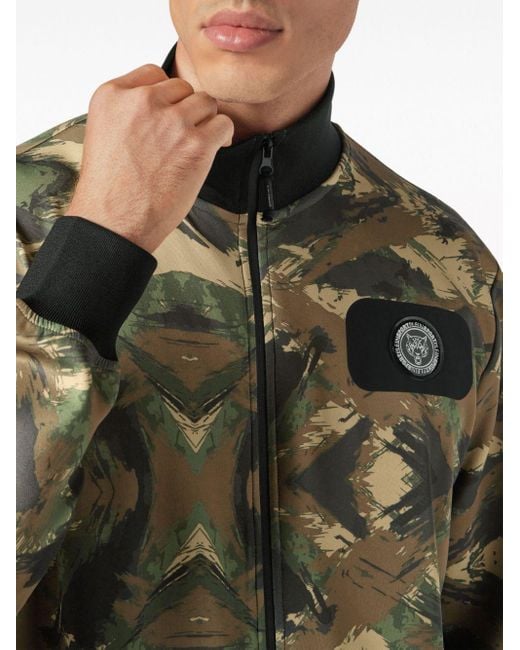 Philipp Plein Green Camouflage-print Cotton Tracksuit Set for men