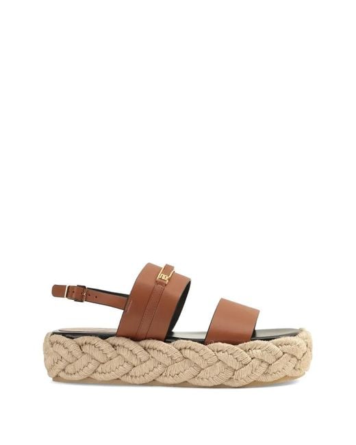 Sergio Rossi Brown Bitt Platform Sandals