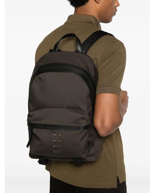 Paul Smith Black Leather-Trim Backpack for men