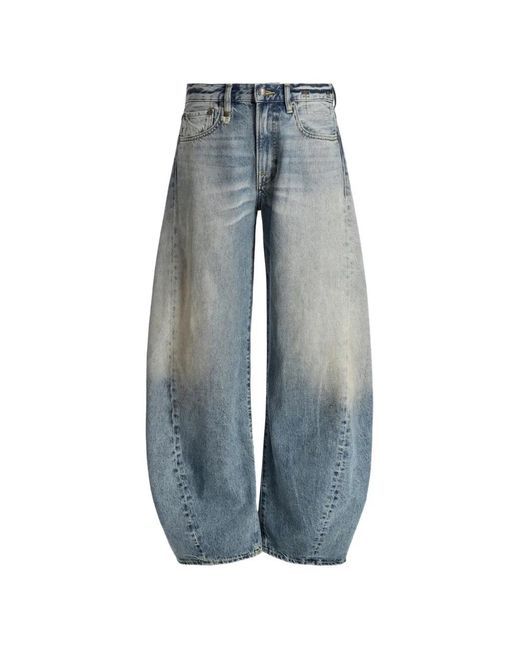 R13 Blue Janine Curved-Leg Jeans