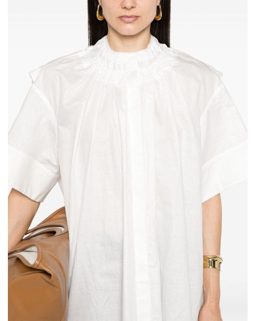 Chemise longue à col volanté Jil Sander en coloris White