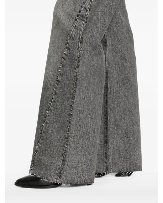 Homage Gray Stud-Embellished Raw-Cut Jeans