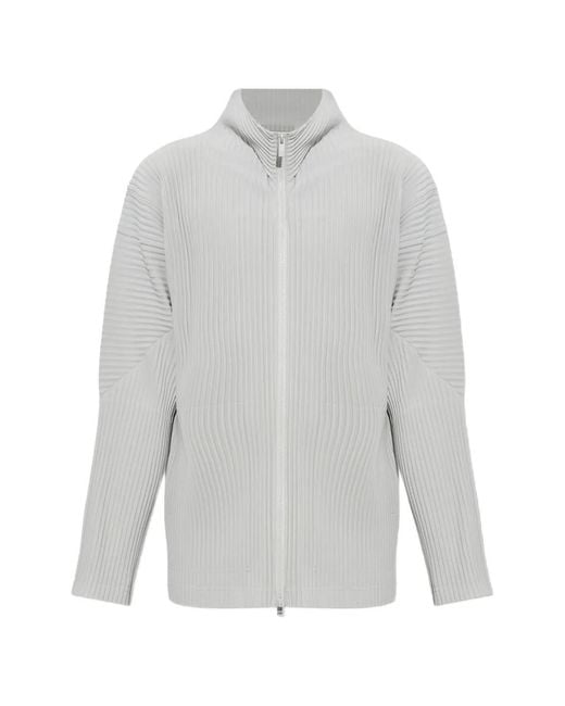 Homme Plissé Issey Miyake White Pleated Jacket for men