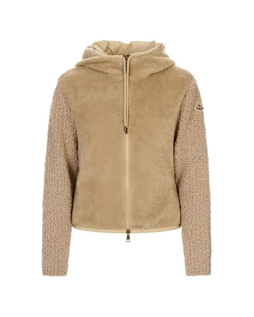Moncler Natural Cardigan À Patch Logo